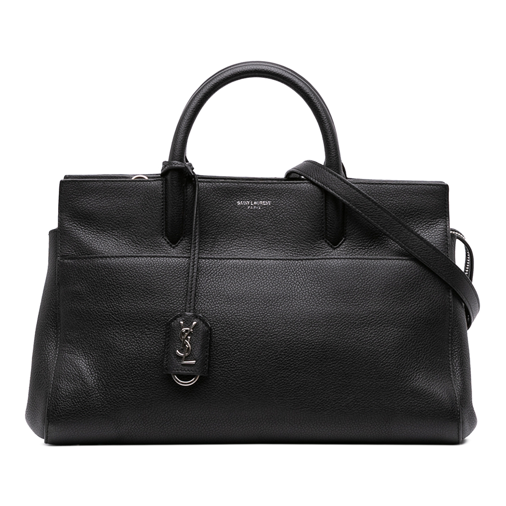 Pre-Loved Saint Laurent Small Grained Calfskin Cabas Rive Gauche Satchel